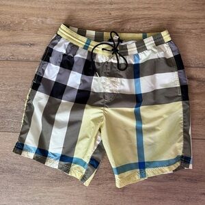 Burberry Classic Check Swim Trunks - Yellow and Blue (S)